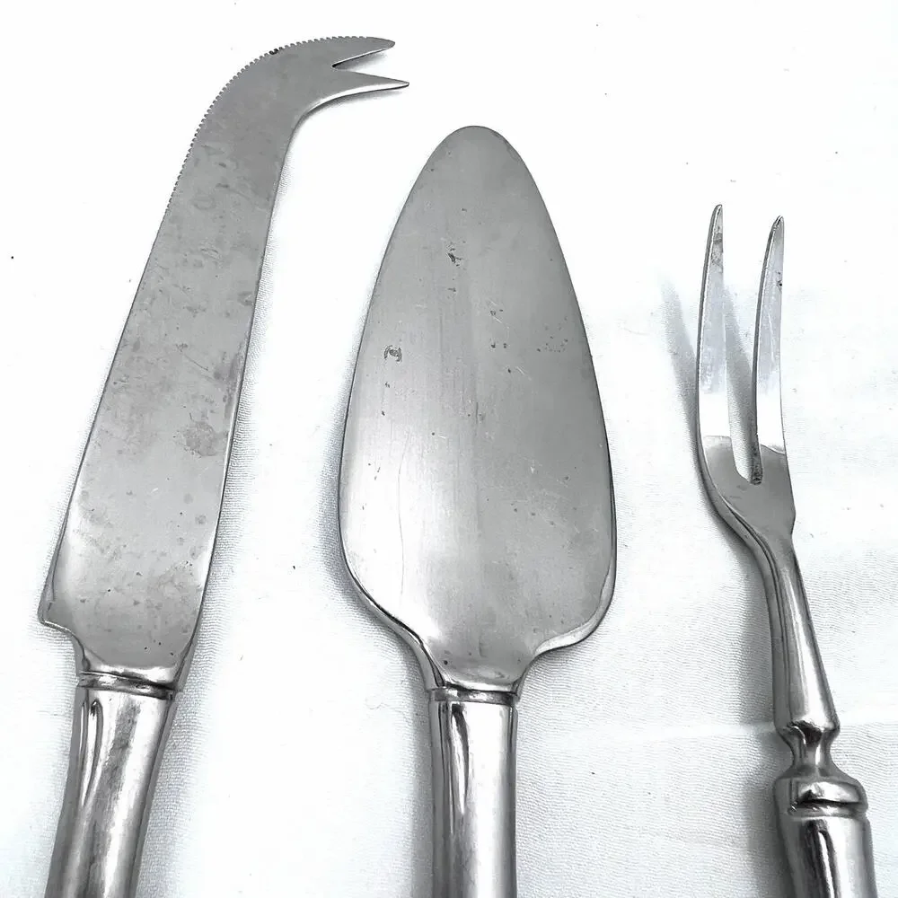 Vintage Supreme Cutlery 3-PC Stainless Cheese Serving Set Bamboo Handles Japan